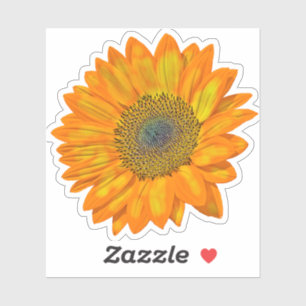 Oranje zonnebloem sticker
