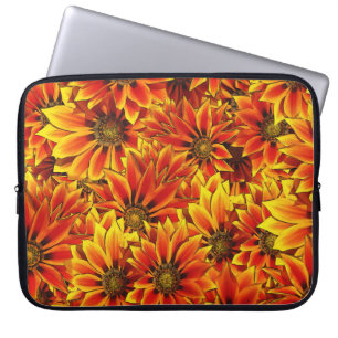 Oranje zonnebloemen laptop sleeve