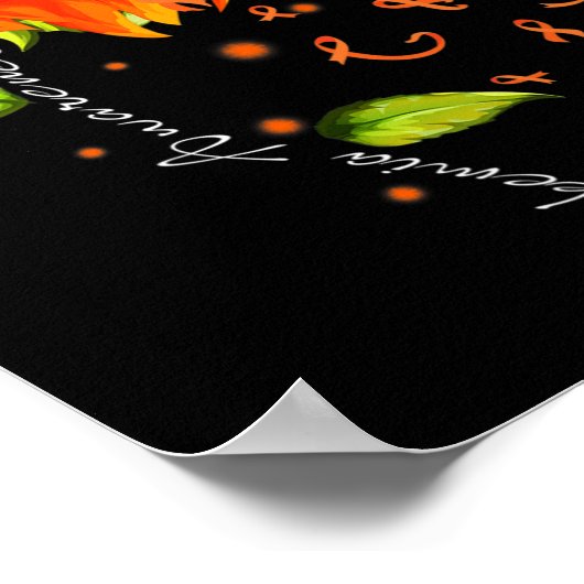 Oranje zonnebloemoes leukemie Awarene Poster (Hoek)