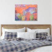 Oranje zonneschijnlandschap met gloed canvas afdruk (Insitu (Slaapkamer))