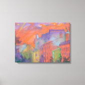 Oranje zonneschijnlandschap met gloed canvas afdruk (Voorkant)