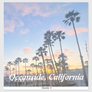 Oranje zonsondergang aan de kust van Californië Sticker