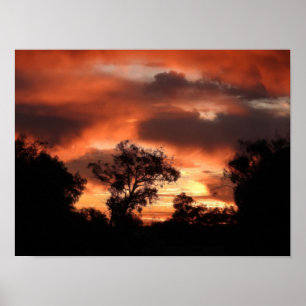 Oranje zonsondergang poster