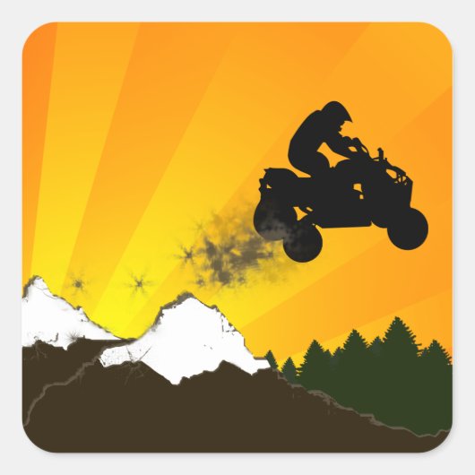 oranje zonsondergang. vierkante sticker (Voorkant)