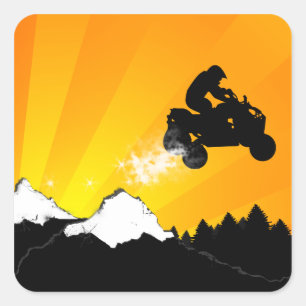 oranje zonsondergang. vierkante sticker