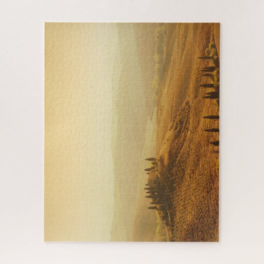 Oranje zonsopgang over een landschap in Toscane Legpuzzel (Verticaal)
