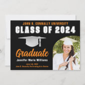 Oranje Zwart Afstuderen Bold Afstudeerfeest Aankondiging (Voorkant)