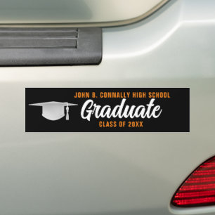 Oranje zwart Afstuderen gepersonaliseerd Afstudere Bumpersticker