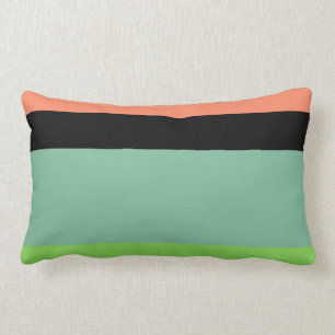 Oranje, zwart, Aqua en Lime Green Stripe Design Kussen