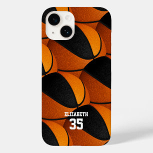 oranje zwart basketbal team kleuren meisjes jongen Case-Mate iPhone 14 hoesje