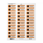 Oranje zwart Bat Pattern Monogram Etiket (Full Sheet)