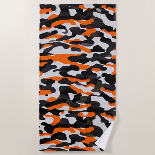 Oranje zwart camouflage-buisdoek strandlaken (Voorkant)