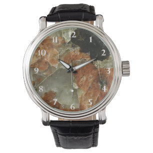 Oranje, zwart en helder kwartz horloge