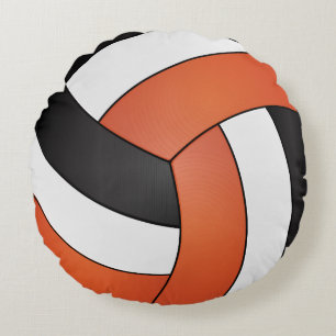 Oranje, zwart en wit volleybal rond kussen