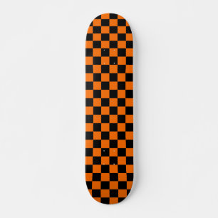Oranje Zwart Geruit Controlepatroon Skateboard