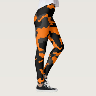 Oranje Zwart Grijs Camouflage Camo Patroon Leggings