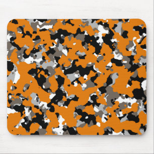 Oranje Zwart Grijs Lichtbruin Camouflage Camo Prin Muismat