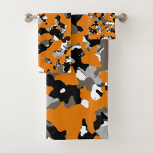 Oranje Zwart Grijs Tann camouflage Camo print Bad Handdoek