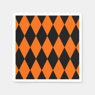 Oranje Zwart Harlekijn Diamanten Dambord Ontwerp Servet