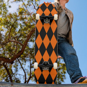 Oranje Zwart Harlekijn Diamanten Dammen Design Skateboard