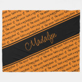 oranje zwart Het voetbalveld is mijn gelukkige ple Fleece Deken (Voorkant (Horizontaal))