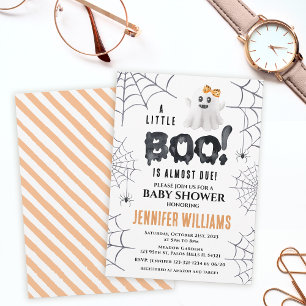 Oranje zwart klein boo spook meisje baby shower kaart