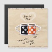 Oranje + zwart Koffiekleurontwerp Opslaan datum (Voorkant / Achterkant)