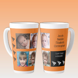 Oranje zwart liefde zijn een opa met foto's latte mok