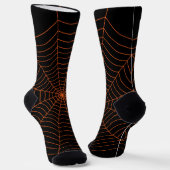 Oranje zwart spinweb Halloween patroon Sokken (Gebogen)