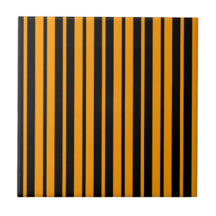 Oranje zwart verticaal stripes patroonontwerp tegeltje