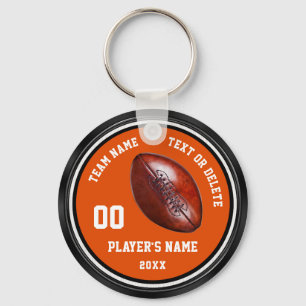 Oranje, zwart, wit, gepersonaliseerd Football cade Sleutelhanger