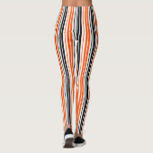 Oranje Zwart Wit Strepen Patroon Ontwerp Leggings (Achterkant)