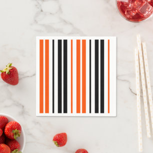Oranje Zwart Wit Strepen Patroon Ontwerp Servet
