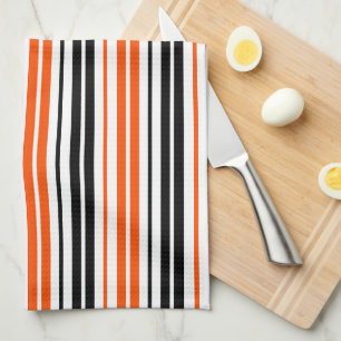 Oranje Zwart Wit Strepen Patroon Ontwerp Theedoek