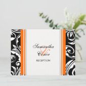 Oranje zwart wit verloving kaart (Staand voorkant)