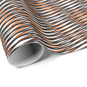 Oranje Zwart Witte Moiré Strepen - Trippy Abstract Cadeaupapier (Rol Hoek)