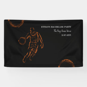 Oranje zwarte basketbal weekend partij kampioen spandoek