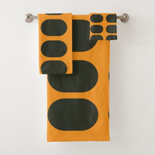 Oranje Zwarte Cirkels Bad Handdoek (Insitu)