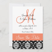 Oranje zwarte demper foto Opslaan datum Save The Date (Achterkant)