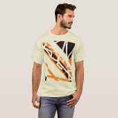 Oranje zwarte diagonale vormen Abstracte MCM-look T-shirt (Voorkant volledig)