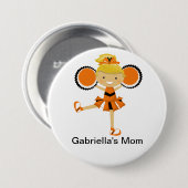 Oranje, zwarte en witte kronkelmam Button (Voorkant /achterkant)