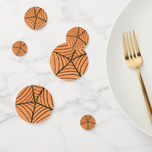 Oranje & Zwarte Glitter Spinnenweb Halloween Feest Confetti