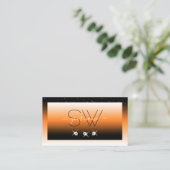 Oranje zwarte gradiënt Initialen met mousserende d Visitekaartje (Staand voorkant)