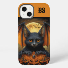 oranje & zwarte griezelige halloween vleermuis