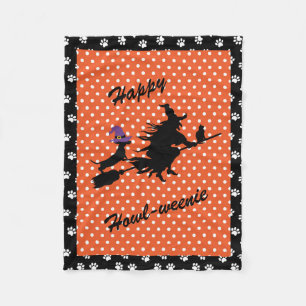 Oranje & Zwarte Halloween Dachshund Vloerbedekking Fleece Deken