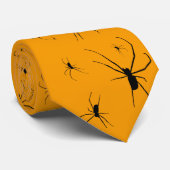 Oranje & Zwarte Halloween Spinnen Stropdas (Opgerold)