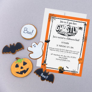 Oranje zwarte Halloween spookachtige begroeting Kaart
