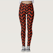 Oranje zwarte herringbone Pattern Halloween Girly Leggings (Voorkant)