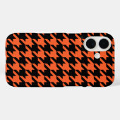 Oranje zwarte houndstooth-controle Case-Mate iPhone case (Achterkant (horizontaal))