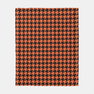 Oranje zwarte houndstooth-controle fleece deken